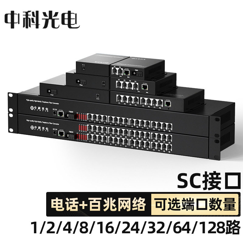 中科光电ZK-1P1E电话光端机+百兆网络接口可选一对
