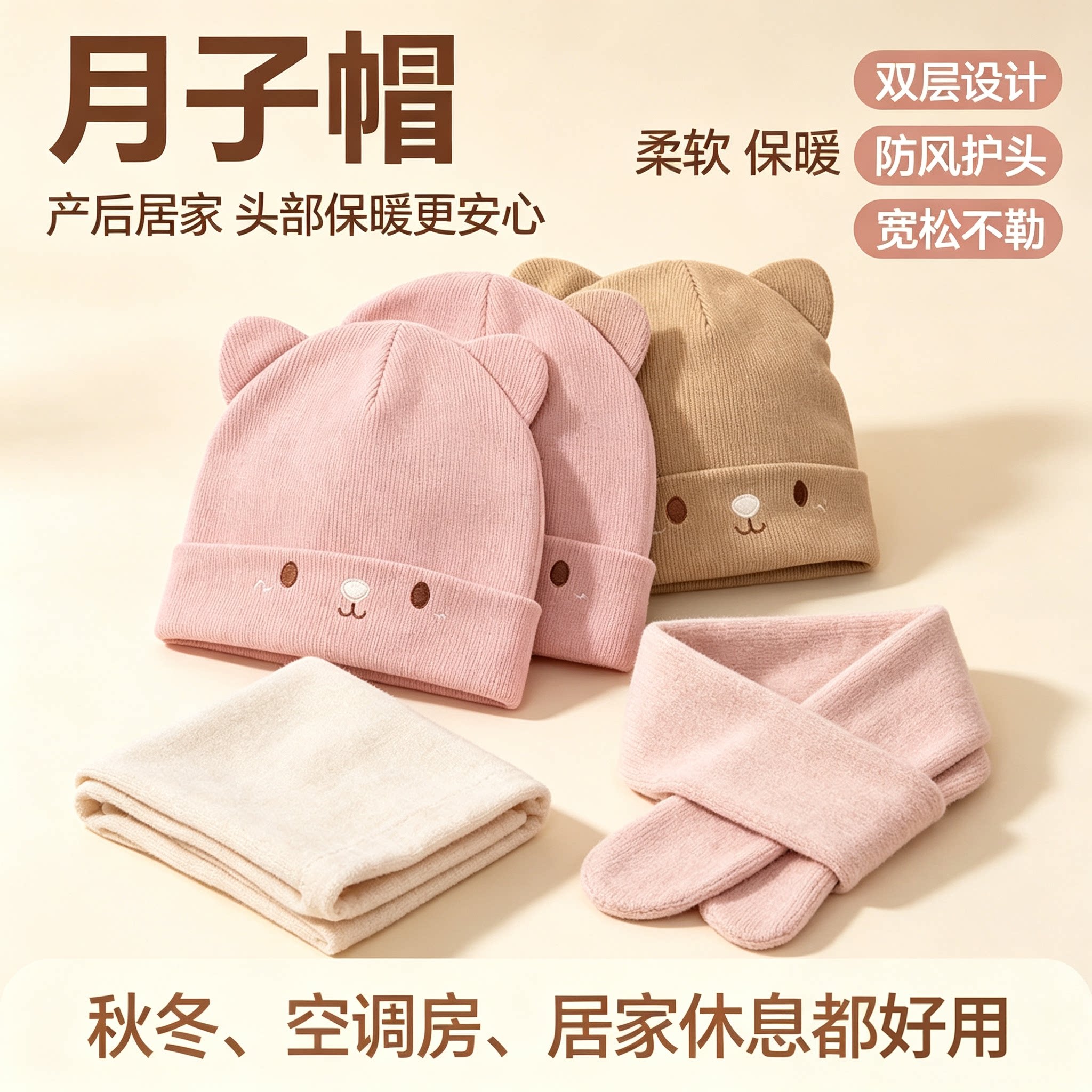 坐月子帽产后出院防风