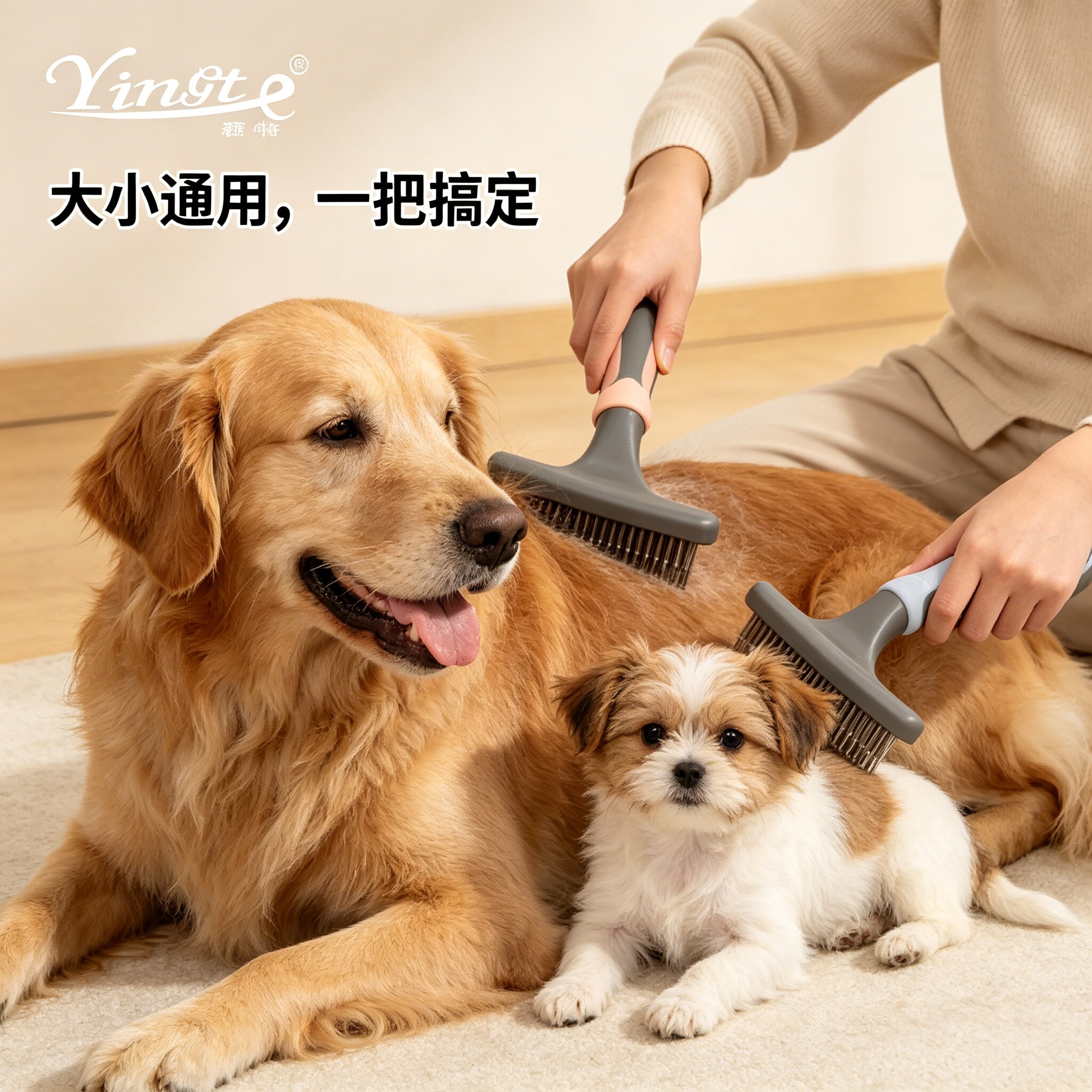 宠物狗梳子开结祛毛刷猫梳子清洁美容用品宠物双排钉耙梳