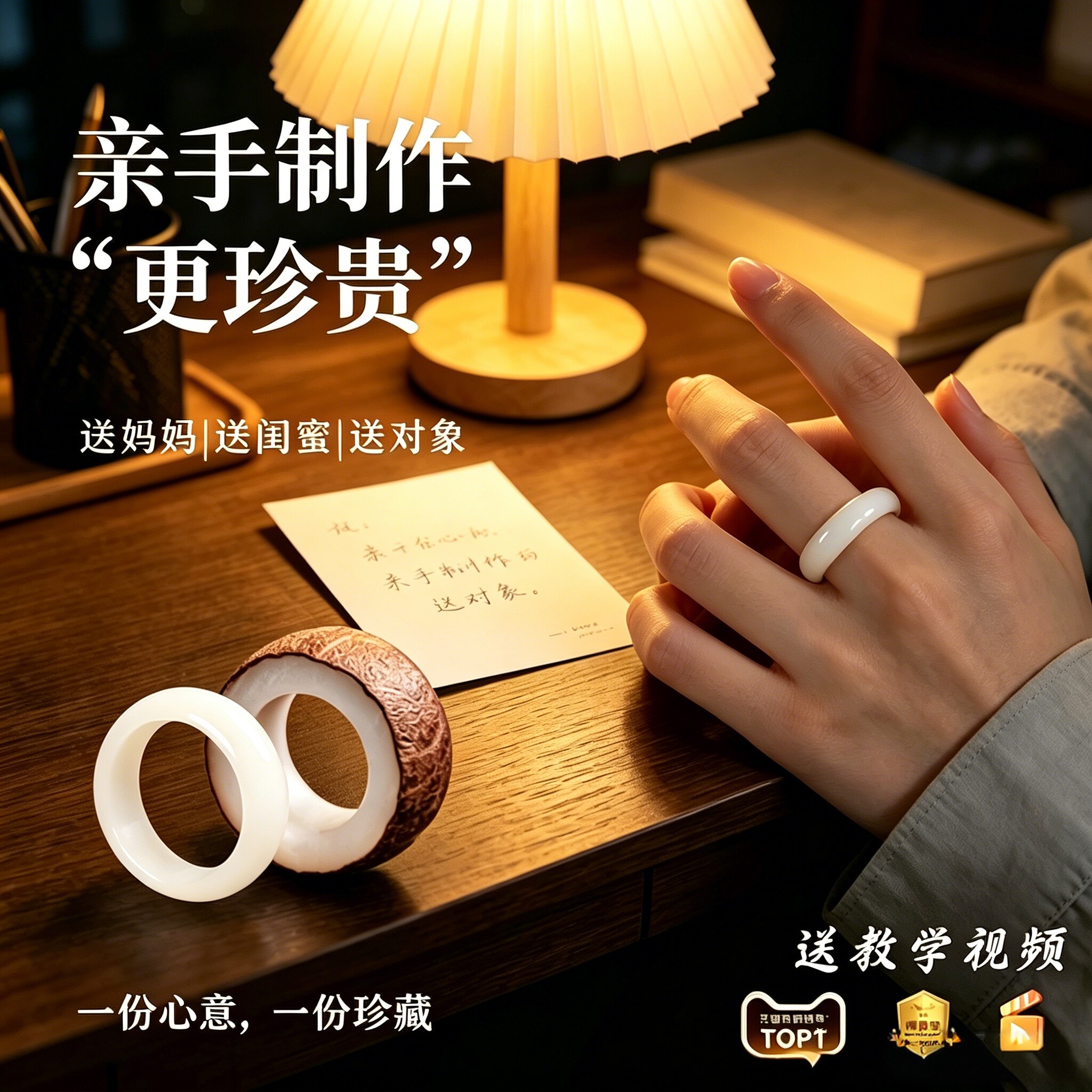 手工礼物diy菩提戒指材料包