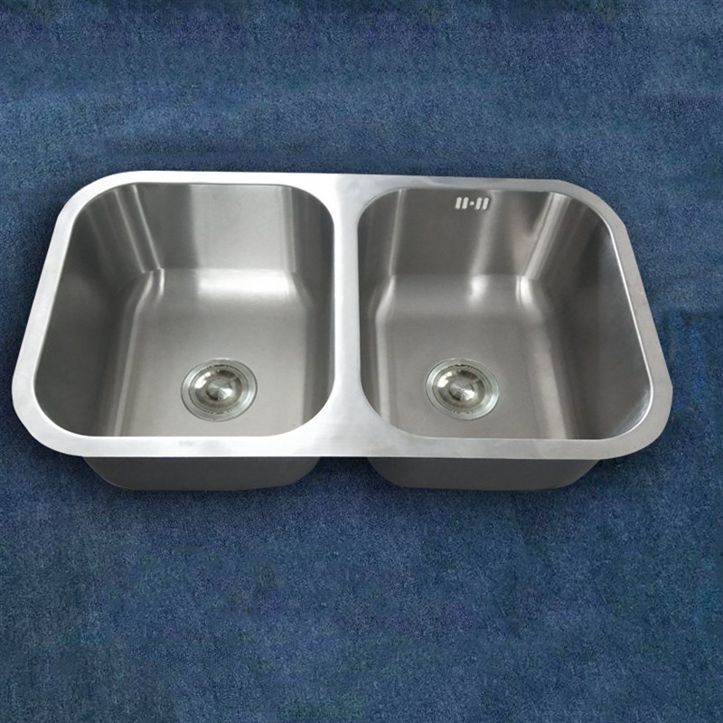 厨房一体拉伸不锈钢水槽双盆带板出口智利玻利维亚水槽12050sink