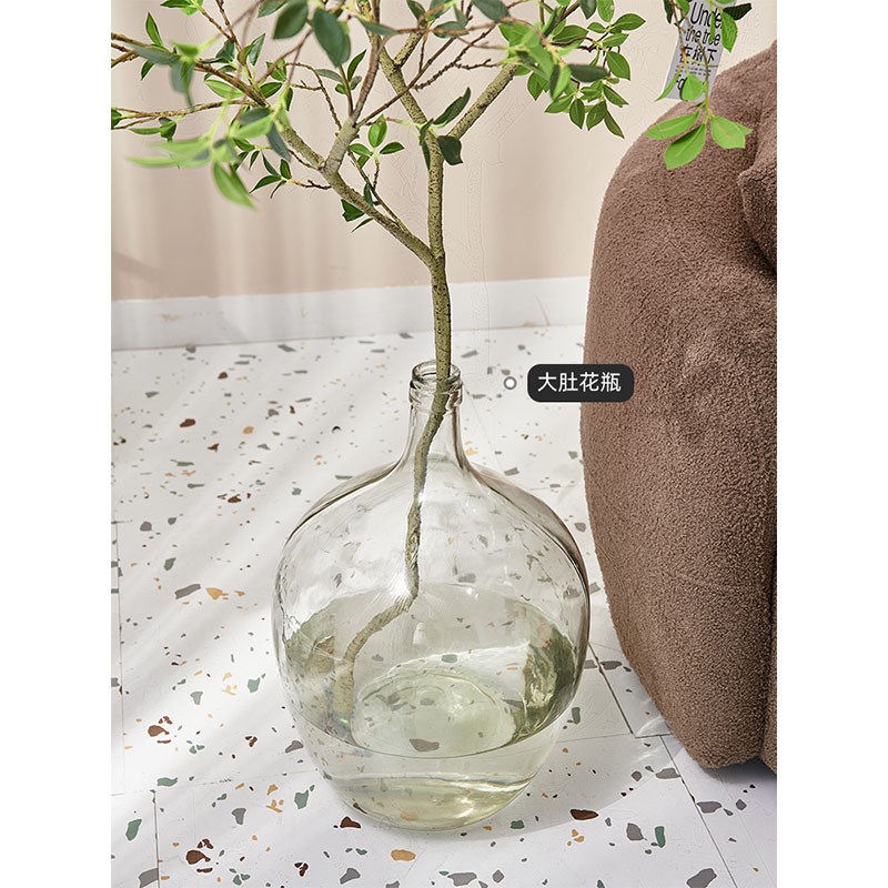 仿真绿植山茶树枝客厅服装店落地装饰吊钟枝假树仿生植物橱窗摆件