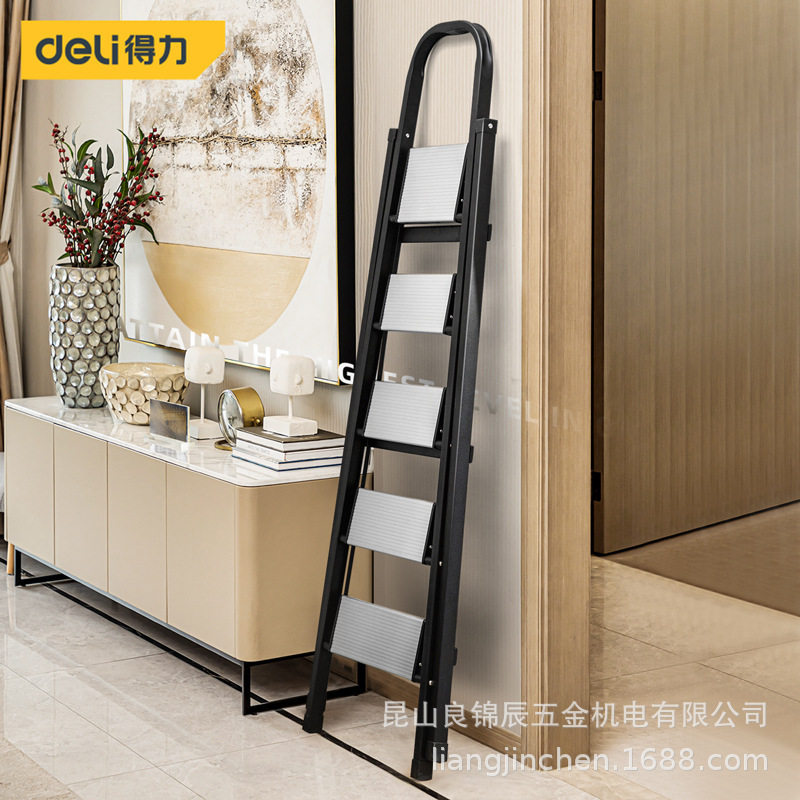 得力工具双层钢管铝合金折叠梯多用途加厚工程扶梯DL5092045