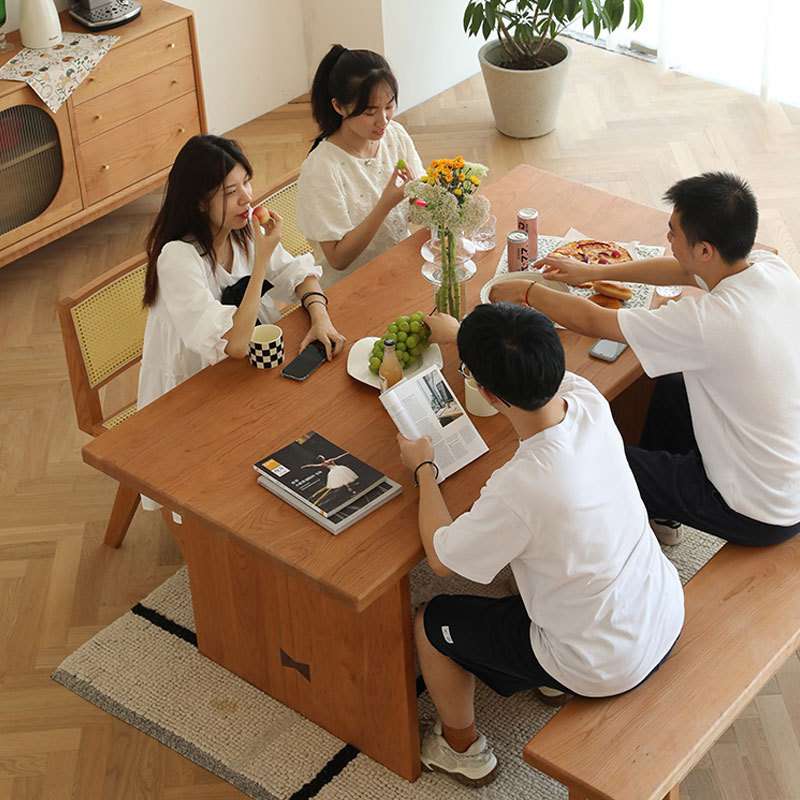 源头厂家直销樱桃木长方形餐桌黑胡桃木全实木多功能写字桌大板桌