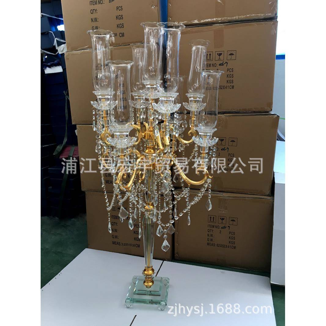 欧式九头水晶烛台婚庆婚礼道具酒店家居样板房软装西餐厅装饰摆件