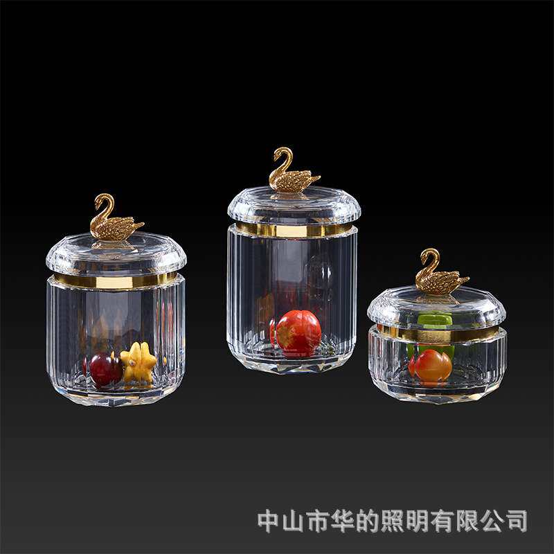 欧式水晶玻璃配铜糖果储物罐摆件客厅餐厅茶几壁柜高档装饰工艺品