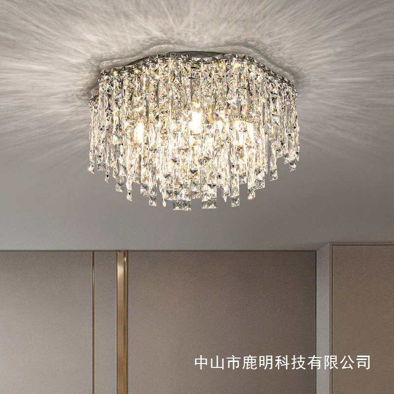 法式轻奢水晶吸顶灯别墅客厅灯现代简约风酒店民宿灯复式楼装饰灯