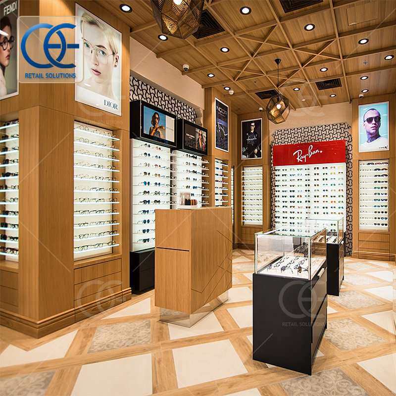 厂家直发眼镜店专用展示架铁木带灯墨镜墙柜创意眼镜展示台货架