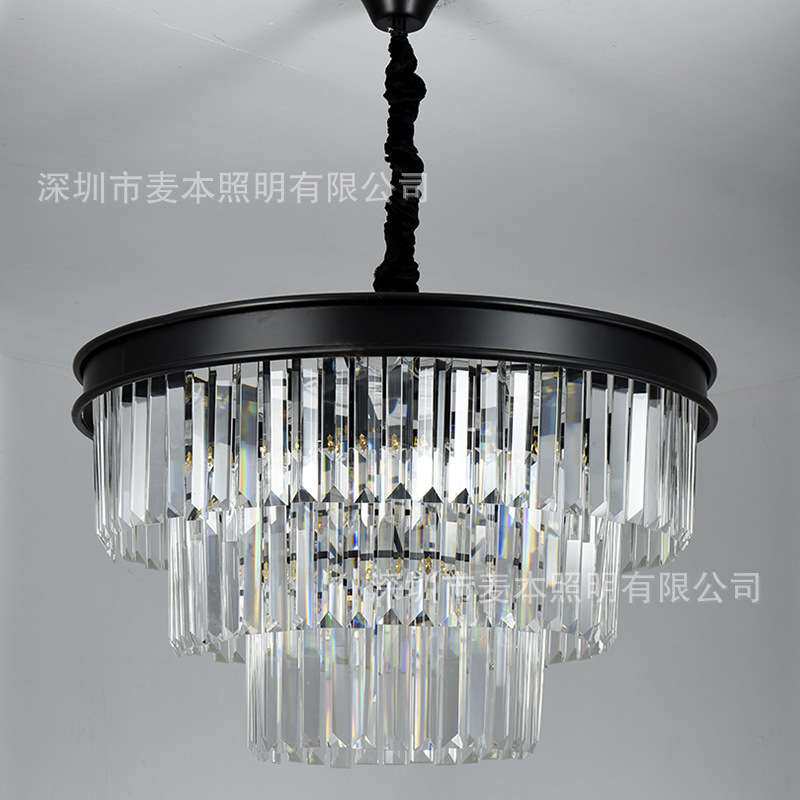 餐吊灯黑色工业风K9长条水晶客厅灯60cm卧室灯蜡烛极简LED灯