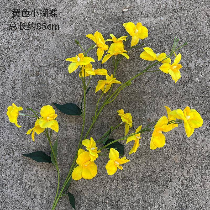 婚庆蝴蝶花假花风铃花欧式居家装饰文心兰跨境花束5叉仿真跳舞兰