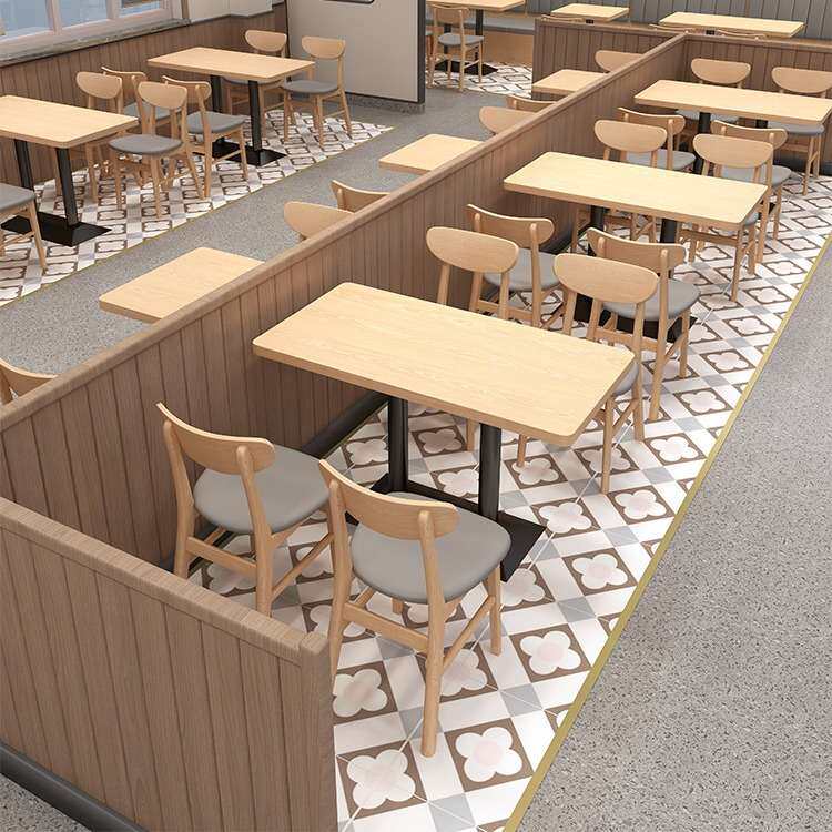 快餐汉堡炸鸡店实木桌椅组合双人卡座靠墙沙发面馆小吃店实木餐椅