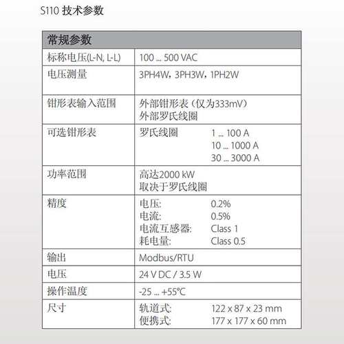 S110 三相或单相  监控功耗和功率质量  罗氏线圈 功率计   SUTO