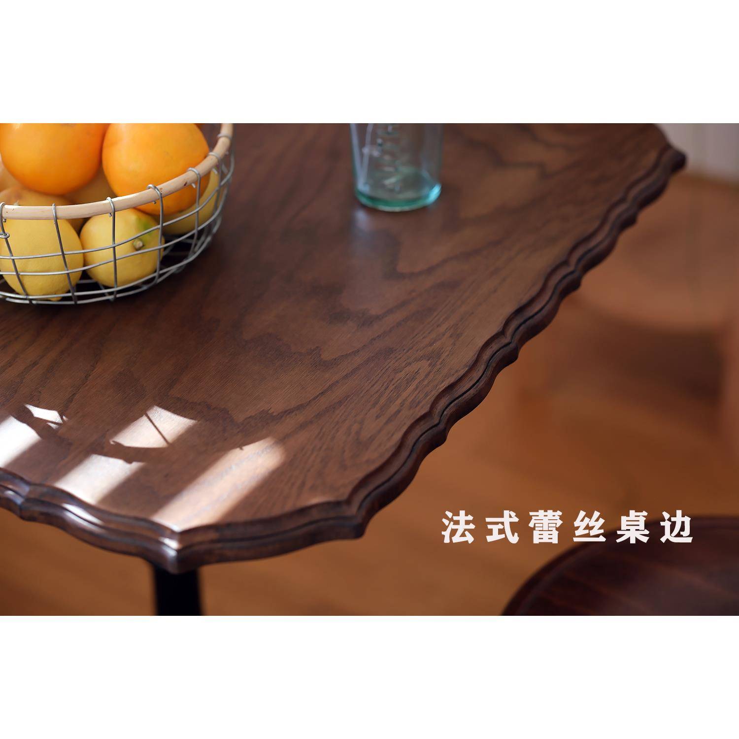 | 法式复古风格做旧实木古董餐桌咖啡桌甜品桌阳台边几
