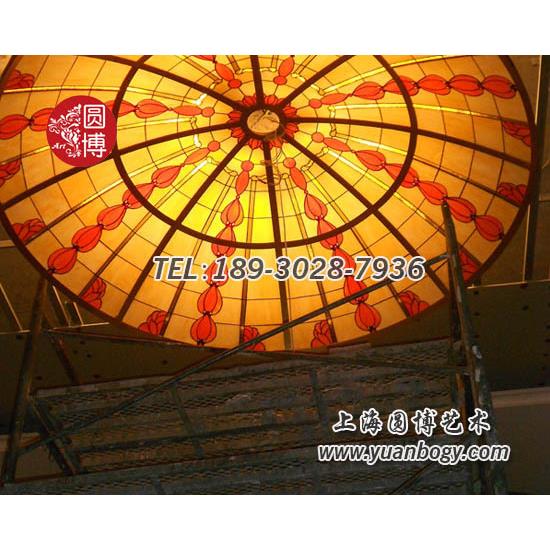 彩绘镶嵌玻璃穹顶彩绘教堂玻璃彩色室内穹顶玻璃圆博蒂凡尼玻璃