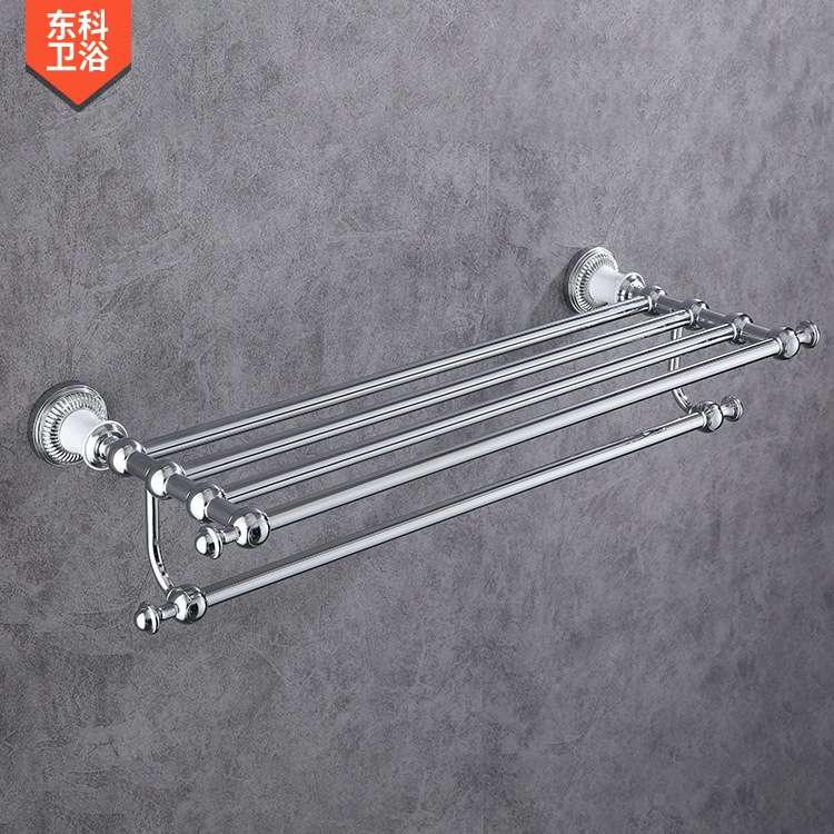 欧式仿古银色双层浴巾架 多功能毛巾架美式复古浴室挂件