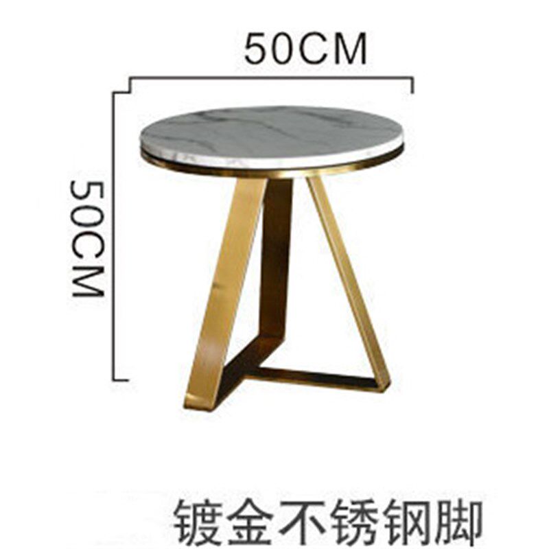 北欧简约大理石茶几现代客厅圆形创意家具边几轻奢不锈钢茶几桌