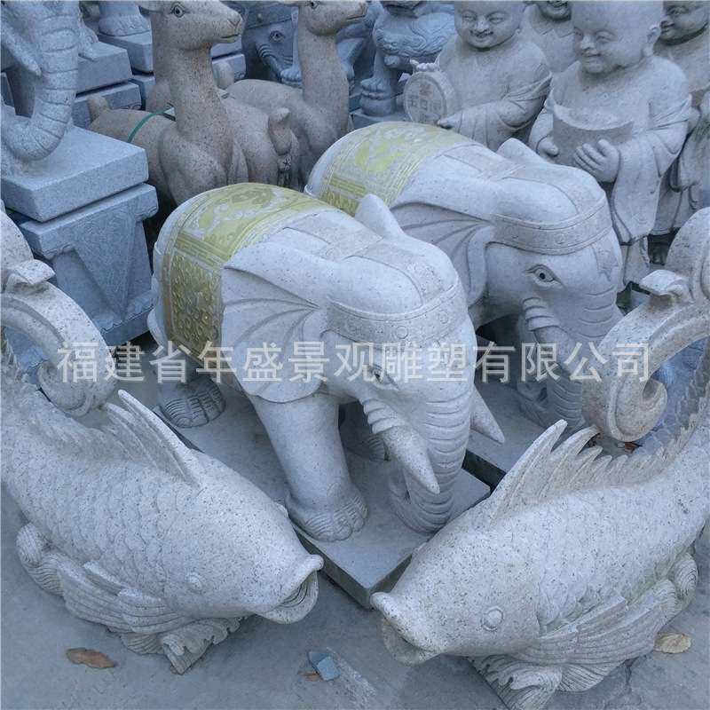 现货 福建石雕厂家供应黄锈石小象 商铺门口石像吉祥摆件