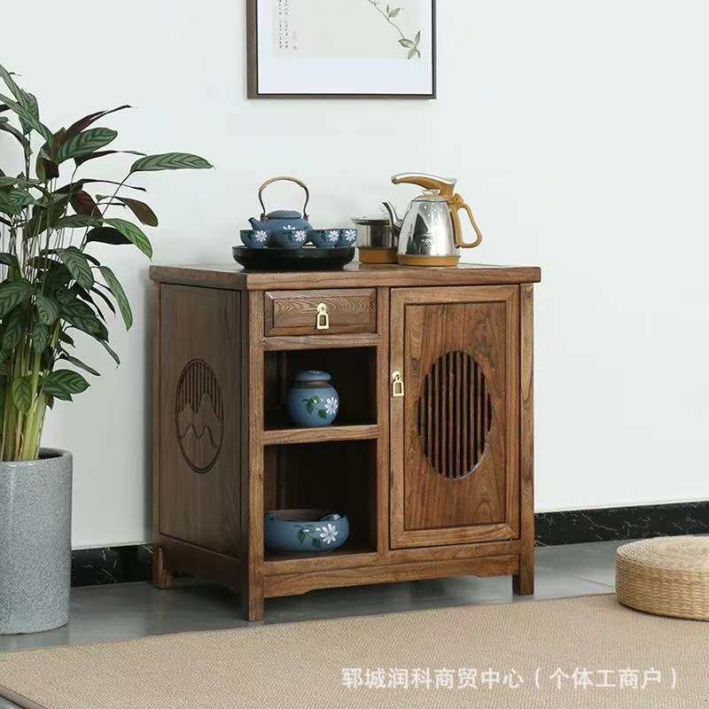 新中式老榆木茶水柜茶几家用餐边柜禅意泡茶烧水一体式茶具柜实木