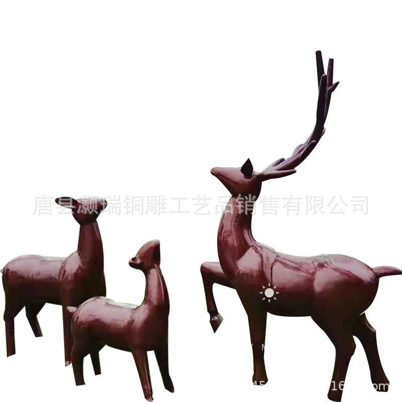 纯铜鹿梅花鹿鹿群母子户外园K林广场铜雕塑摆件