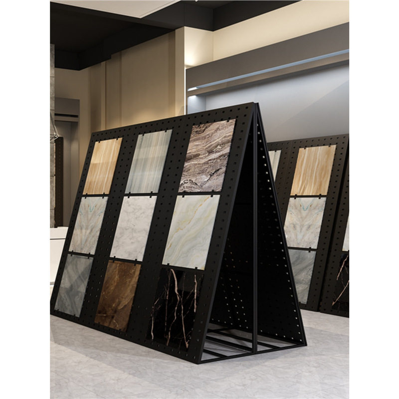 瓷砖展架冲孔板地砖架子洞洞板石材样品挂墙立式落地式双面展示架