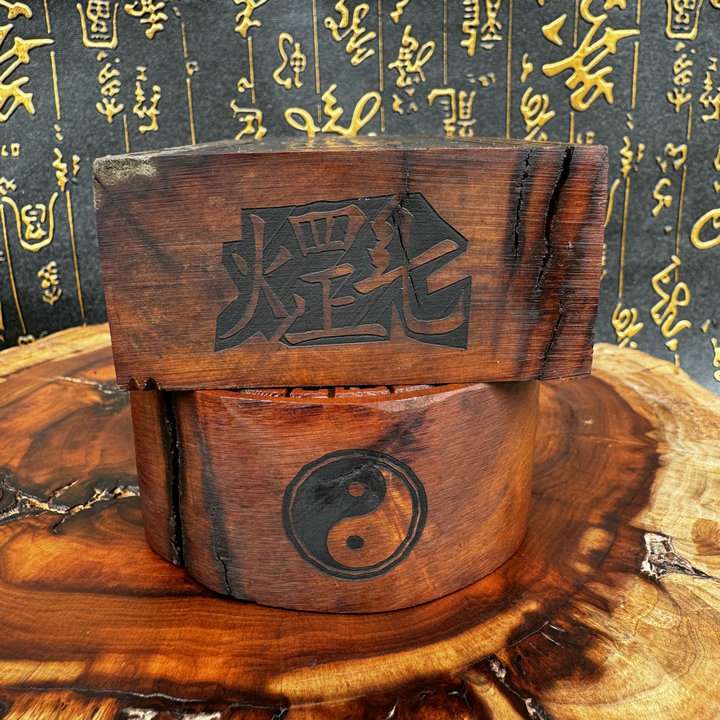 道家雷焦令牌精品浮雕和合仙师雷焦枣木令牌摆件