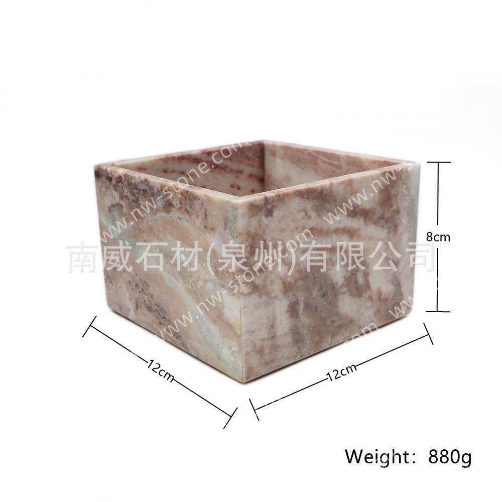 田园风天然大理石置物盒化妆棉签杂物收纳盒梳妆台首饰精品盒