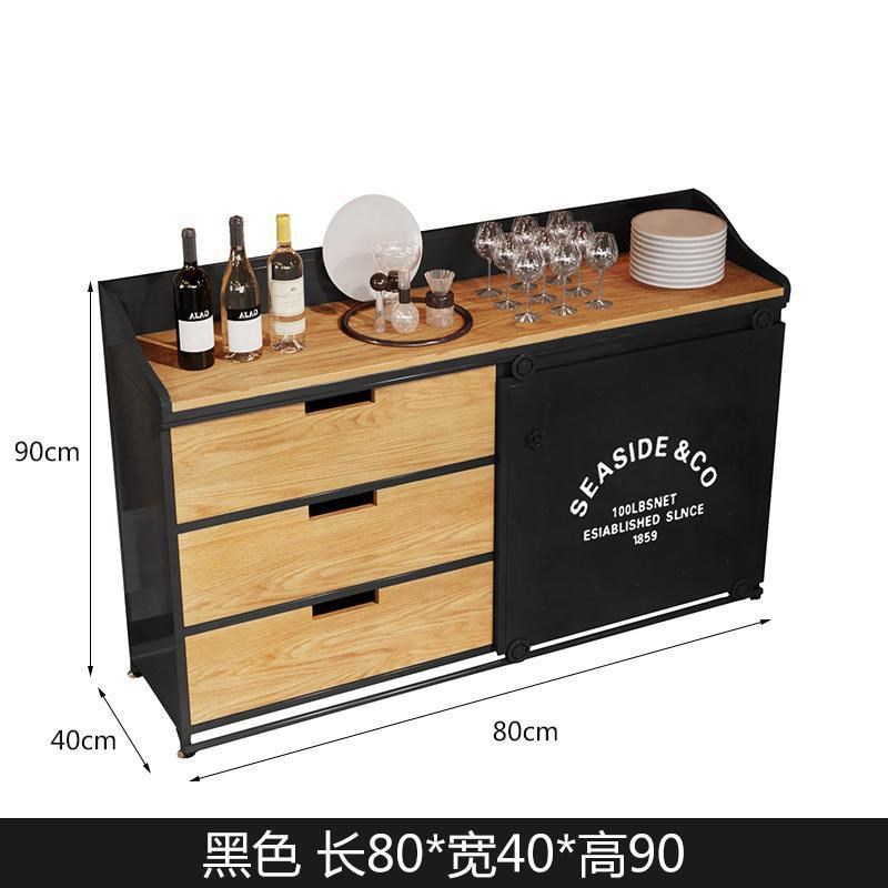 茶水台窄c铁艺餐边柜实木备餐柜客餐厅储物收纳柜子碗柜加长厨房