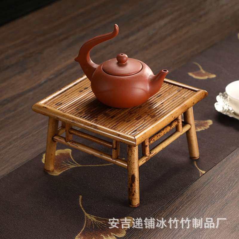 迷你梅鹿竹工艺摆件竹制桌椅复古案几小桌子竹椅装饰收藏桌面文玩