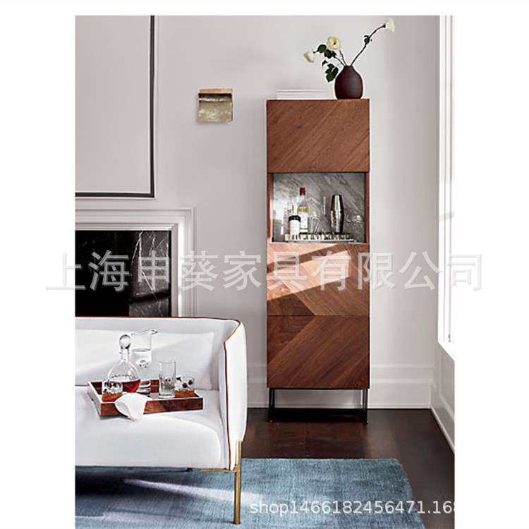 美式实木金属底复古做旧多层储物收纳书柜书房酒店别墅样板房家具
