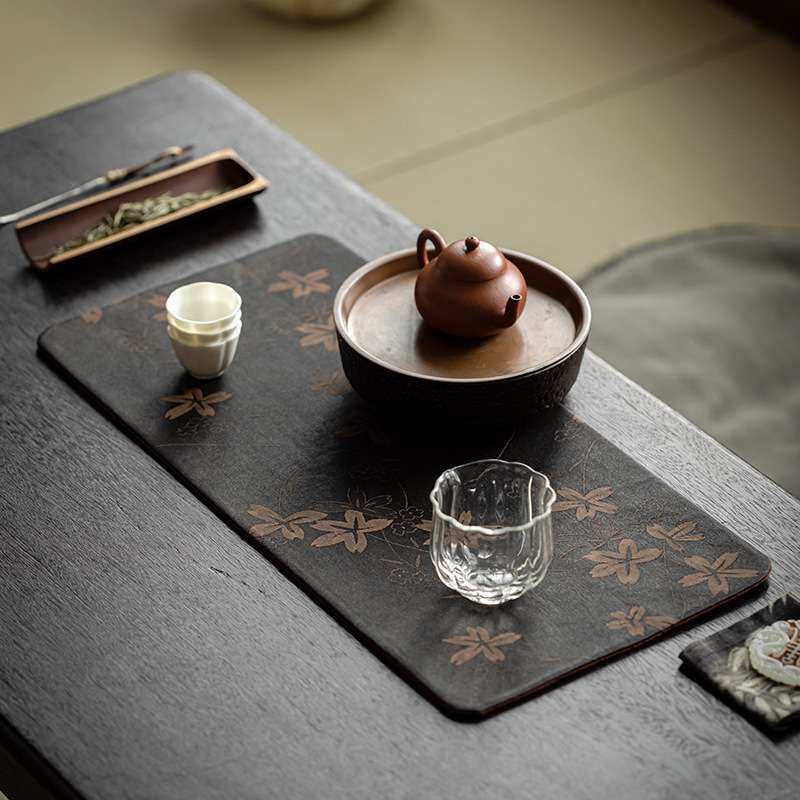 香云纱茶席复古布艺茶桌垫禅意干泡席茶道配件古色茶台布垫