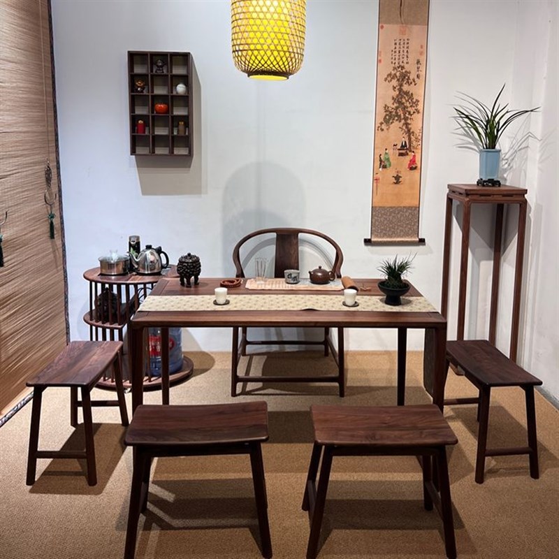 北美黑胡桃木原木j大板茶桌茶台实木茶板桌面 整块 免漆整板大板