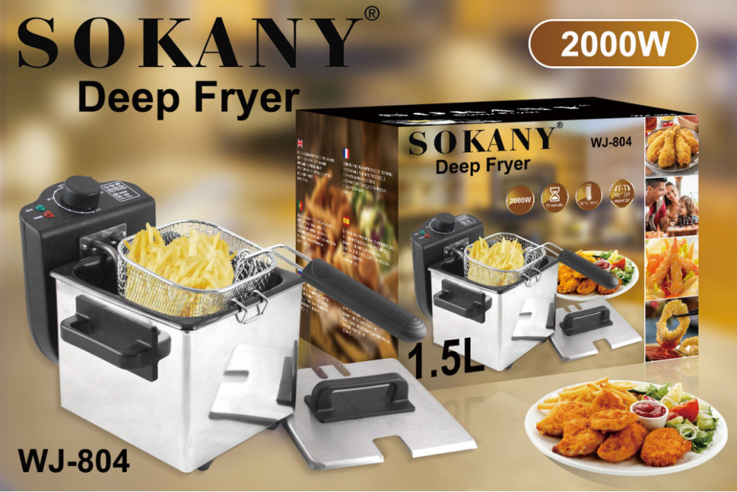 跨境SOKANY804油炸锅家用1.5L电油炸锅炸薯条机炸鸡DeepFirer