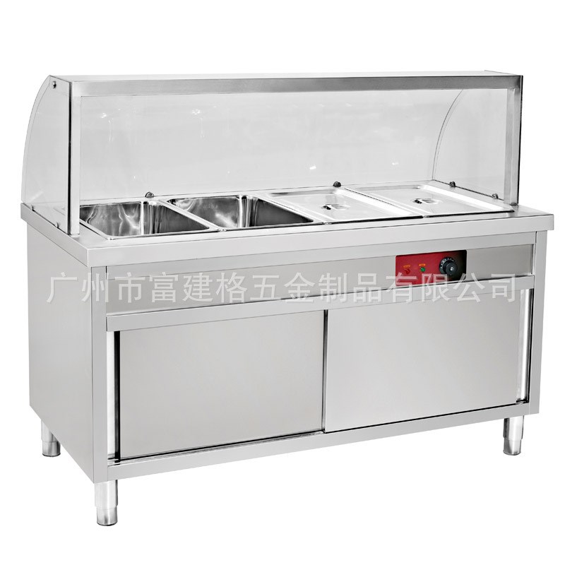 快餐保温台商用防干防烧食堂保温汤池热菜售饭R台不锈钢保温 餐车