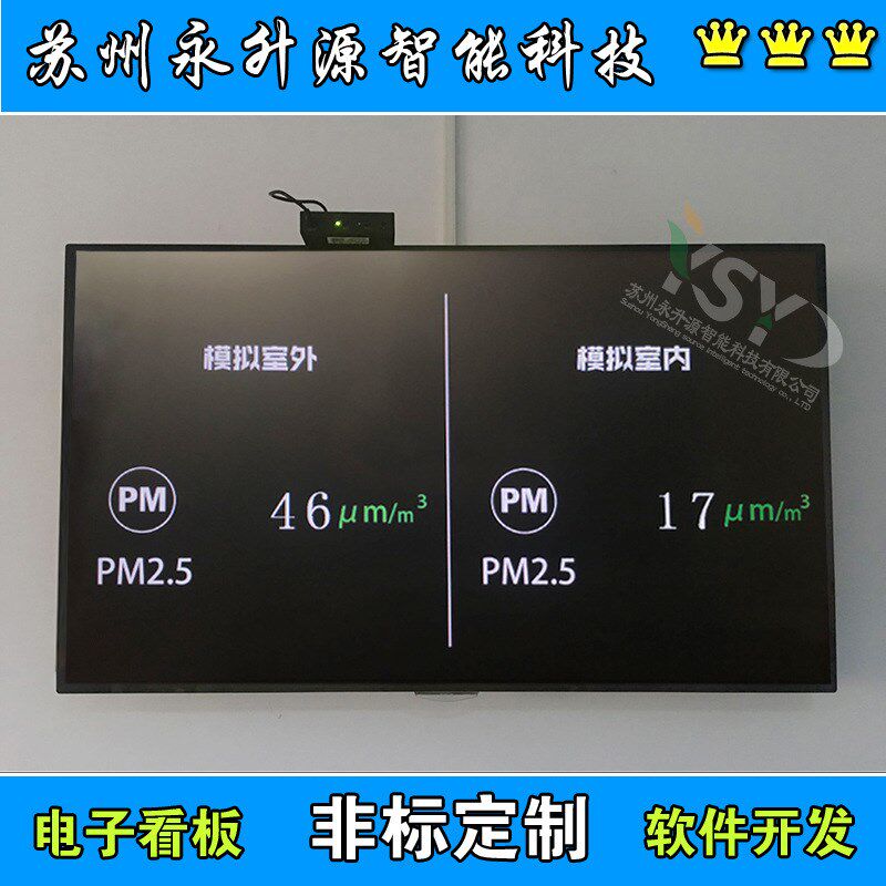 液晶显示PM2.5在线监测系统 室内外温湿度噪音风X速风向显示屏
