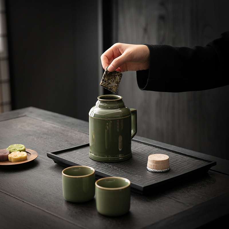 创意小暖壶木塞盖陶瓷养生焖茶壶一壶二杯泡茶小套装仿古冷水壶