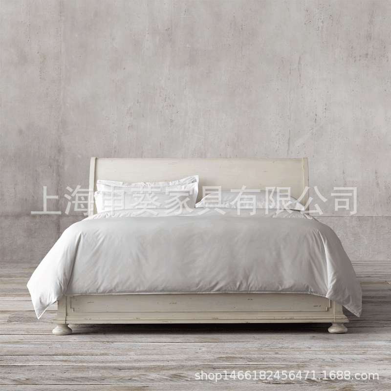 美式家具实木床1.5米双人床橡木床现代简约1.8米床样板房小户型