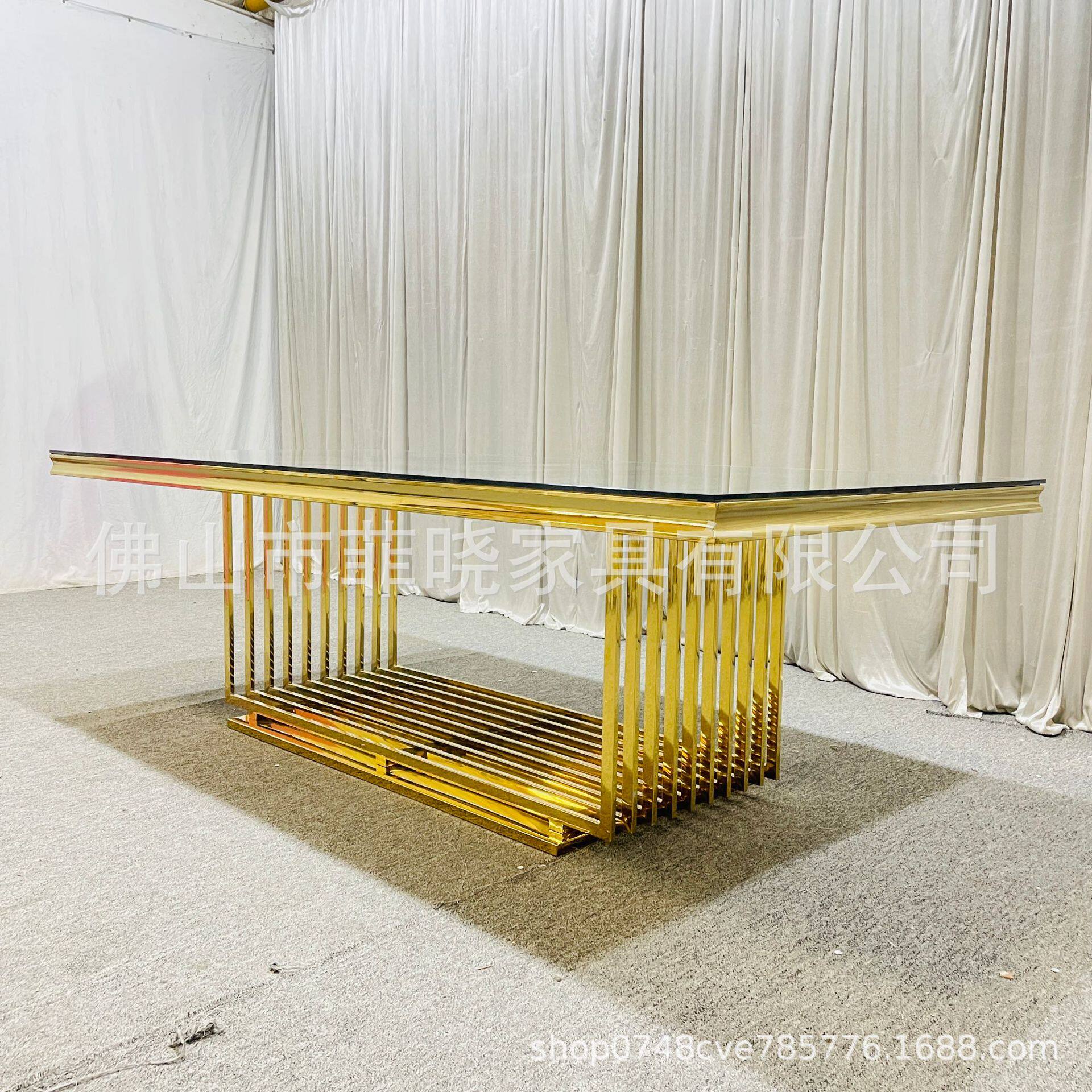 不锈钢餐桌婚庆桌台宴会餐桌椅长方形餐桌现代简约餐台
