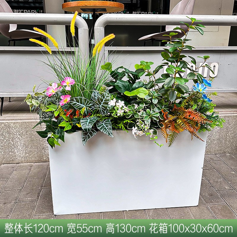 wo+仿真狗尾草芦苇花箱s绿植花草混搭商业街造景装饰户外隔断摆放