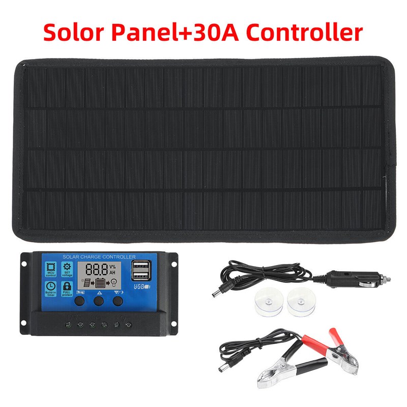 多晶18V 10W太阳能电池板 便携式汽车船动力电池充V电器 控制器