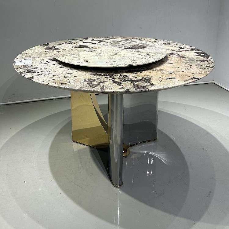 99CH圆餐桌脚不锈钢长桌腿支架子餐台钛金材质轻奢桌子轻奢风餐桌