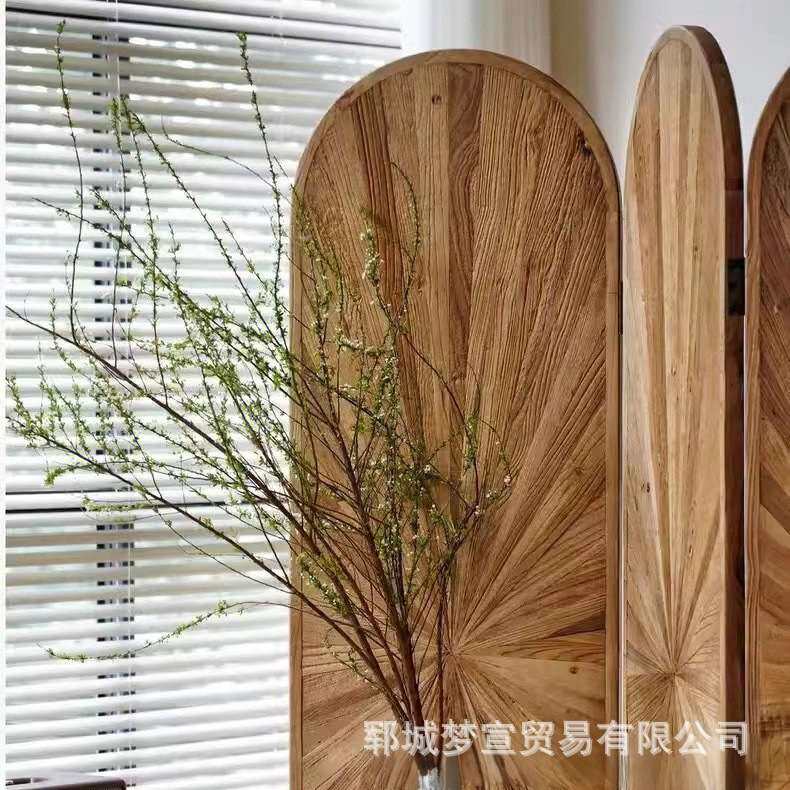 老榆木屏风玄关入口隔断家用客厅卧室可折叠屏风新中式实木屏风