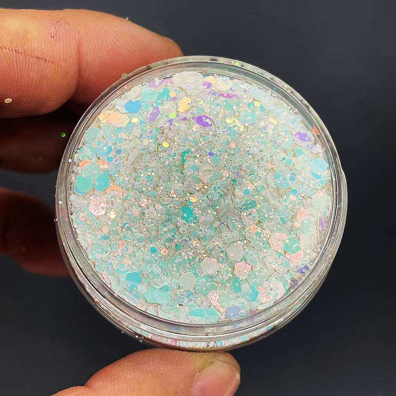 新款混合珍珠幻彩金葱粉闪光粉 七彩混合亮片珍珠幻彩美甲粉闪粉