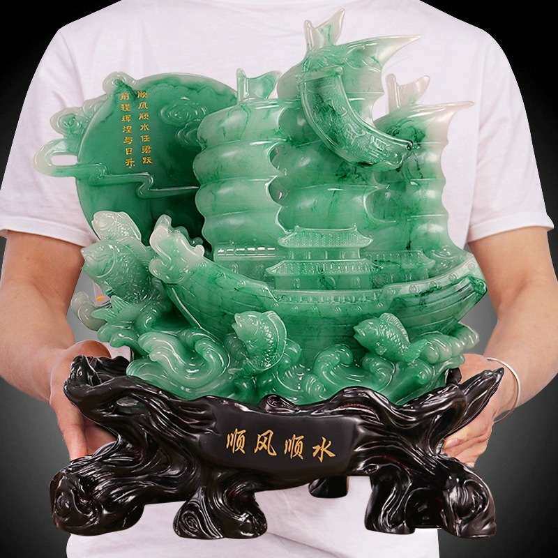 家居摆件树脂一帆风顺顺风顺水龙船摆件创意客厅摆件装饰品