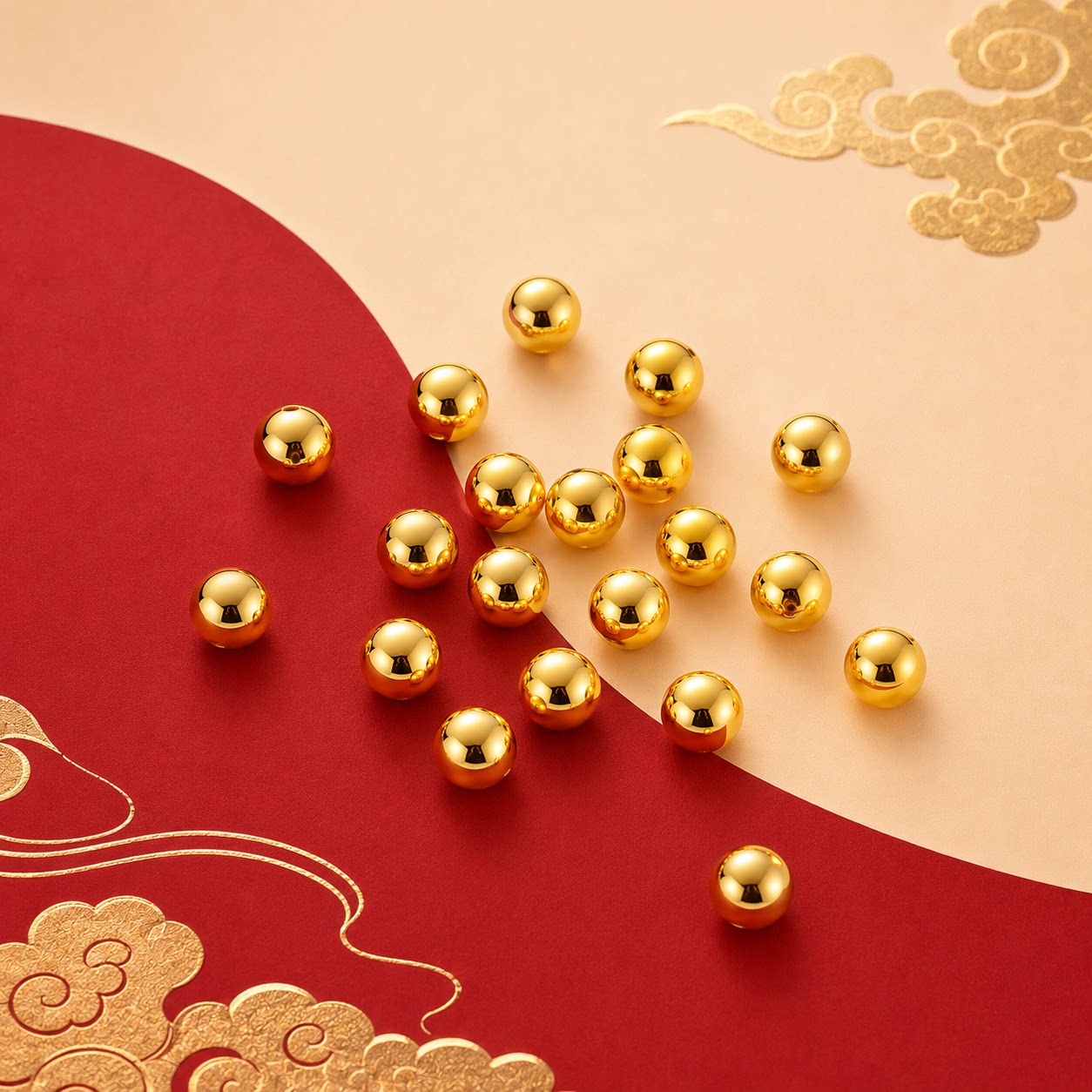 【镜媞】足金999小金珠子黄金圆珠转运珠路路通金珠DIY手链配珠