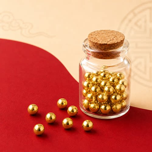 镜媞999足金散珠金珠古法转运珠
