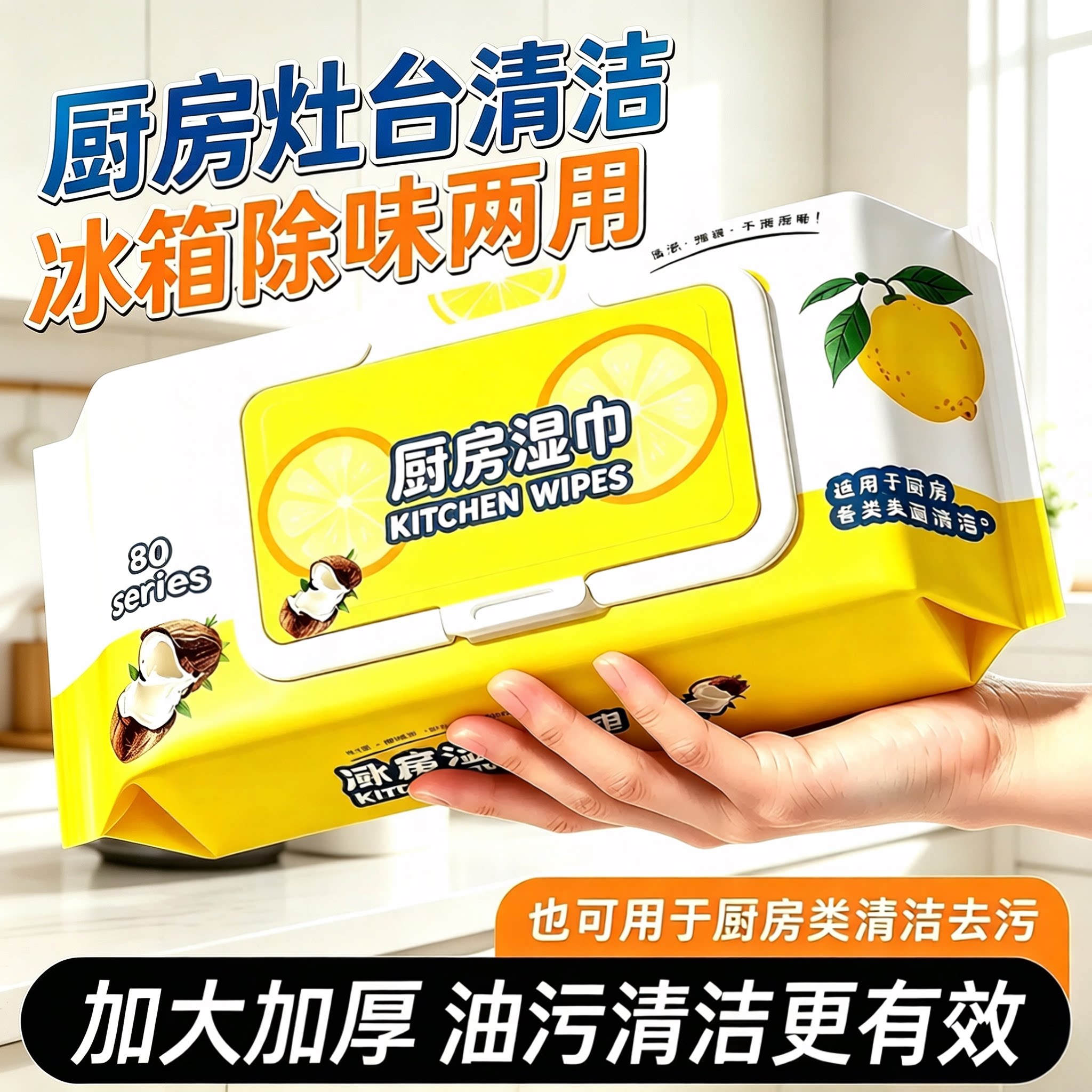 【下单立减50】强力冰箱清洁湿巾多用途清洁湿巾厨房油烟机wy2