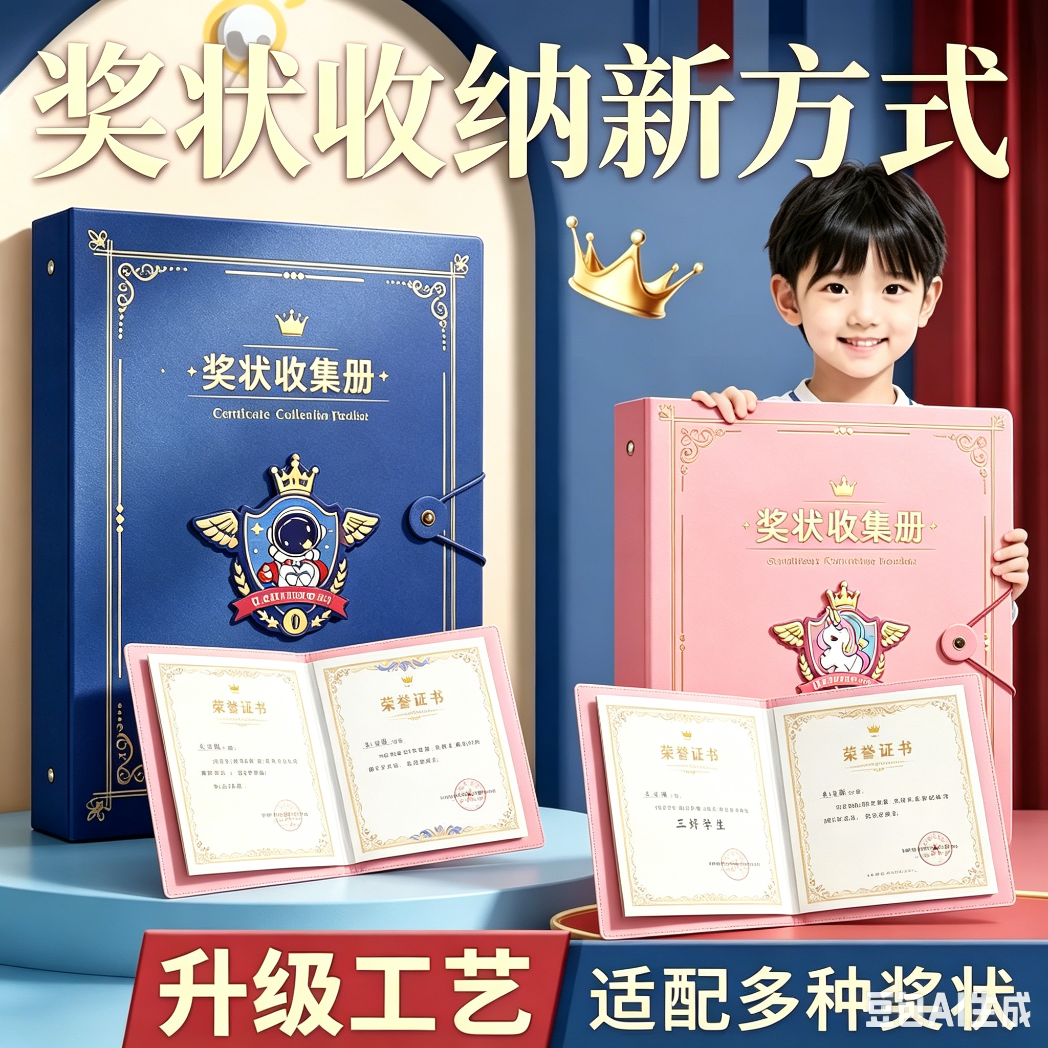 奖状收集册a4奖状展示挂墙荣誉证书收纳册文件夹学生画册资料册SH