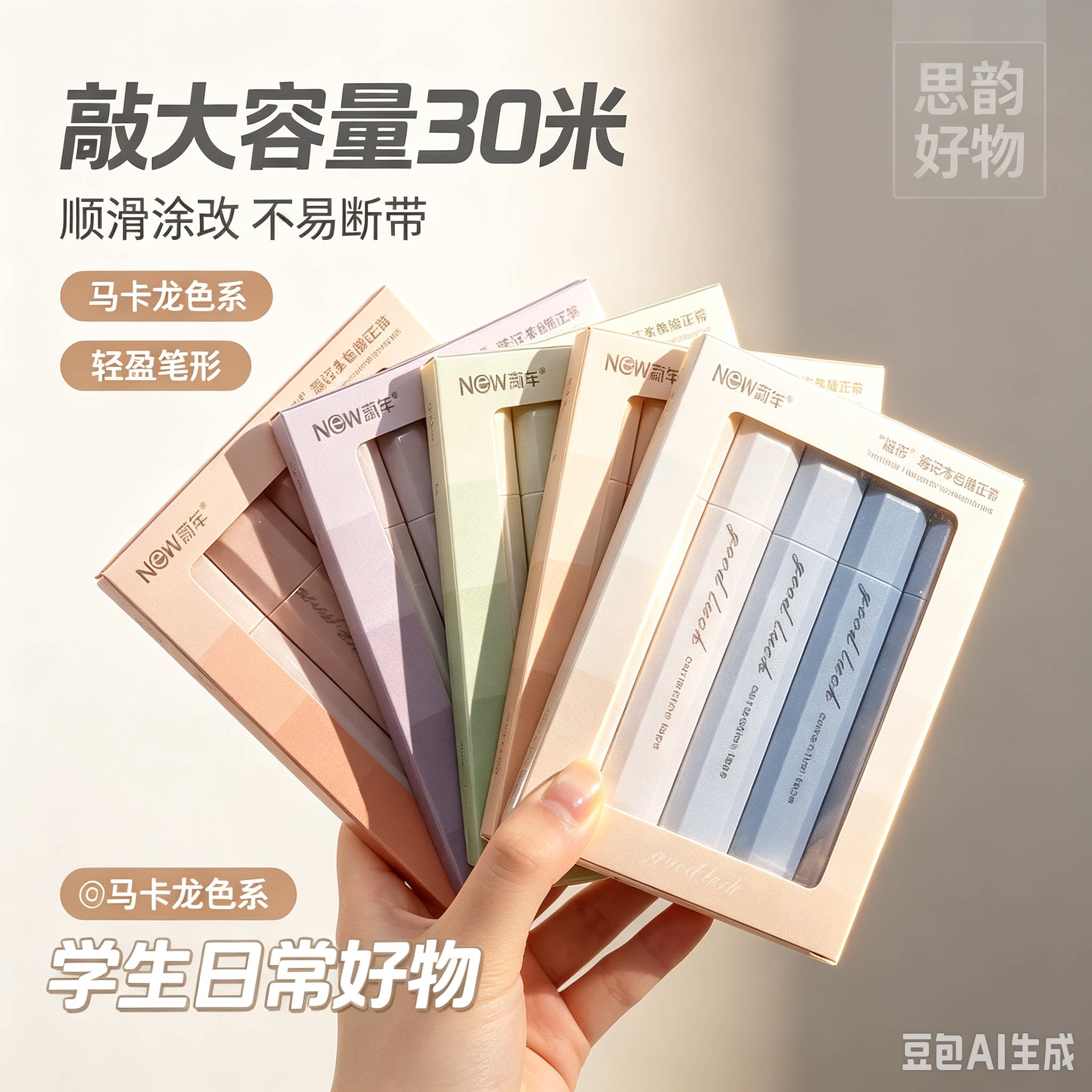 【老师推荐】隐形大容量渐变色笔式修正带高颜值顺滑防摔学生SH8