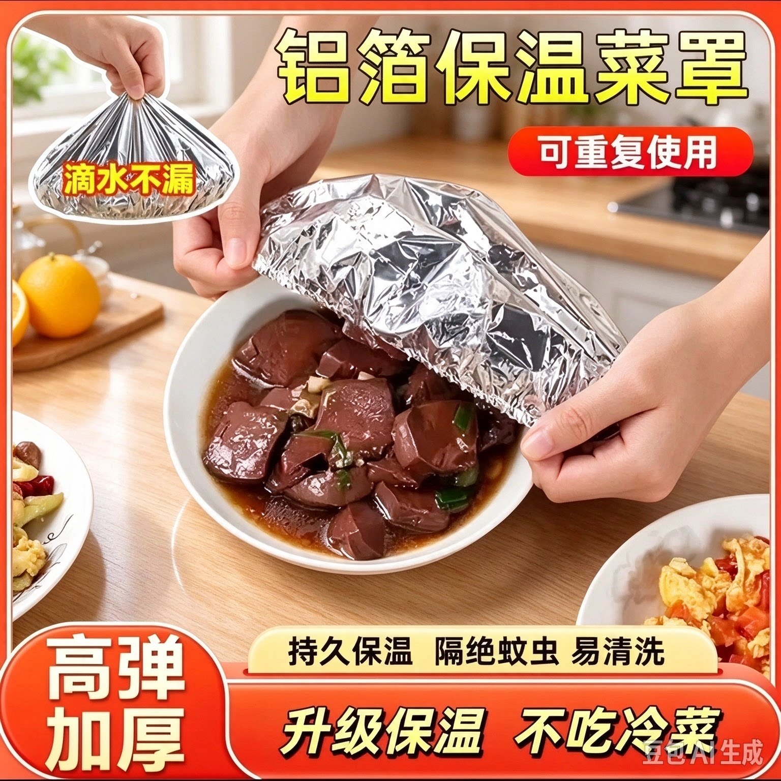 【下单立减50】保鲜保温套冬天家用饭菜保温神器铝箔隔热膜保鲜wy