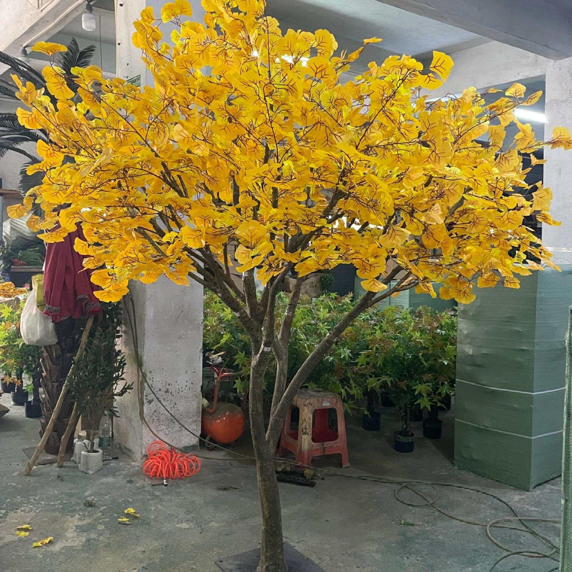 仿真银杏树假树橱窗秋天装饰造景室内外简约景观落地大型绿植摆件
